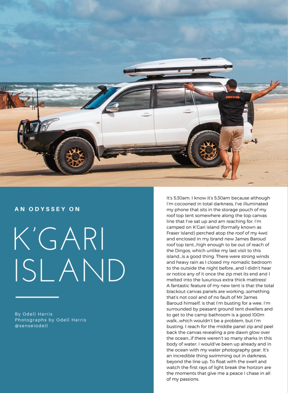 Sensei Odell Kgari Fraser Island James Baroud Odyssey Roof Top Tent